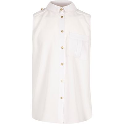 Girls white sleeveless shirt
